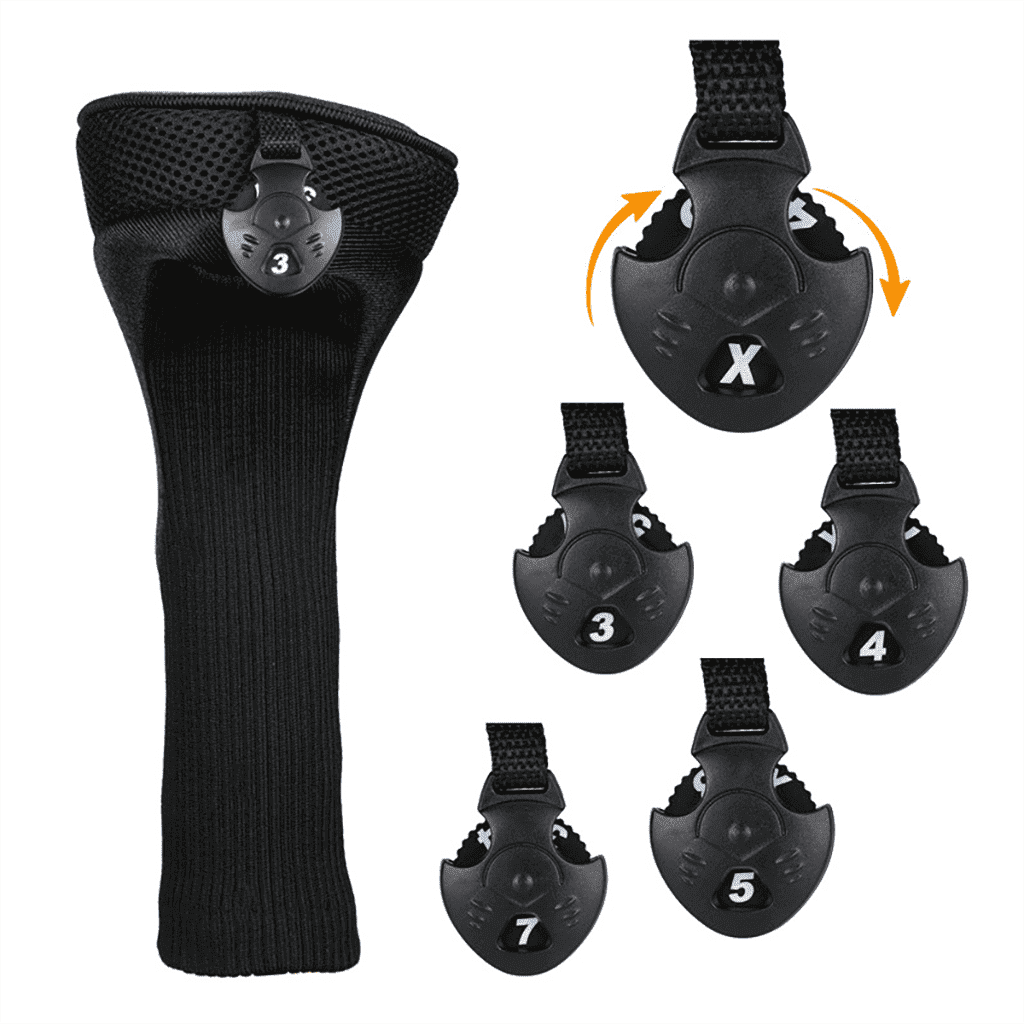 Nylon golf headcovers set with interchangable tag for identification