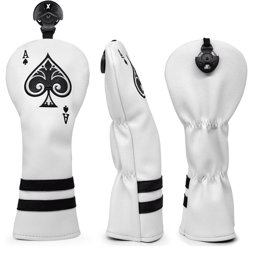 Ace of Spades fairway wood covers with double elastic bands for tight fit