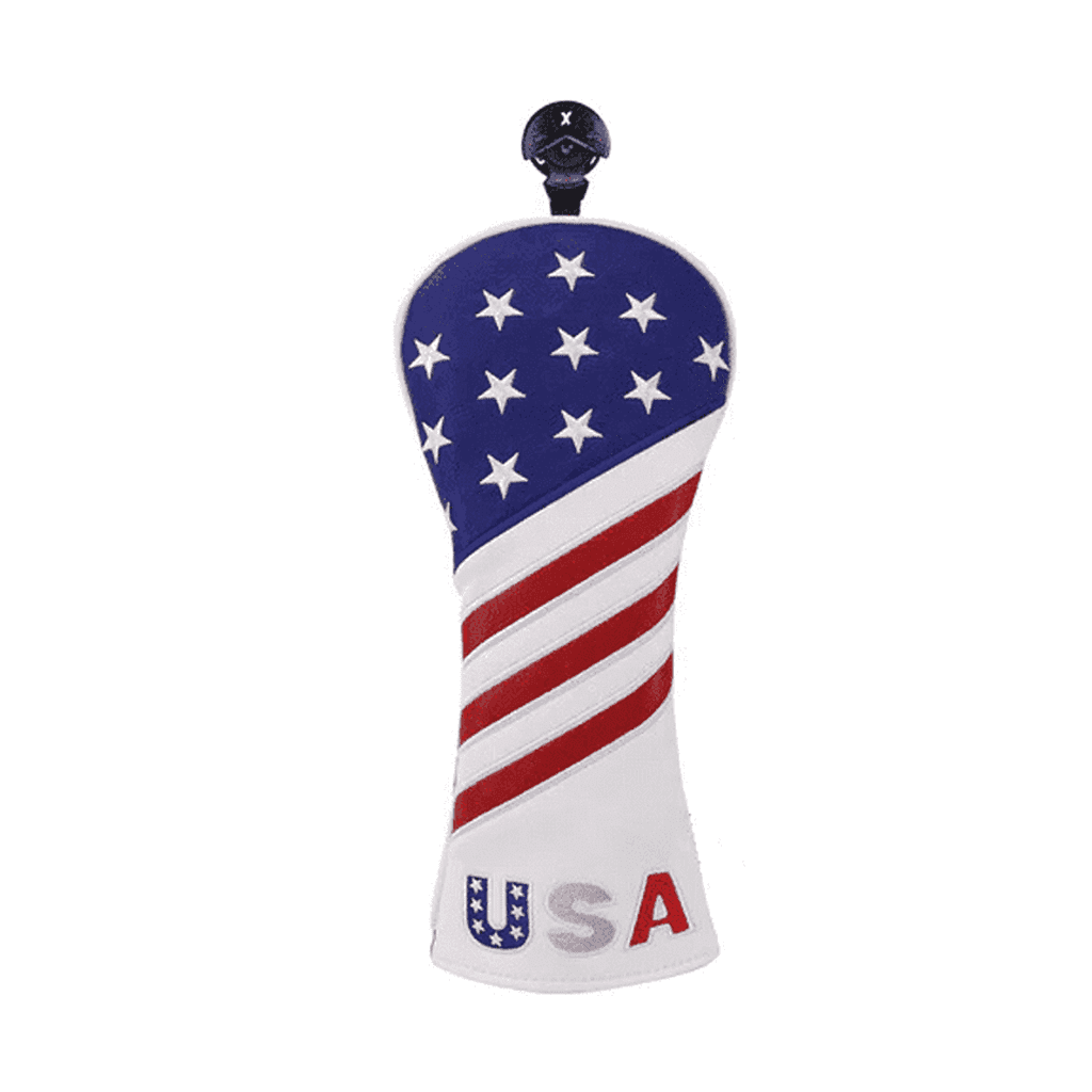 Red and white and blue fairway wood covers