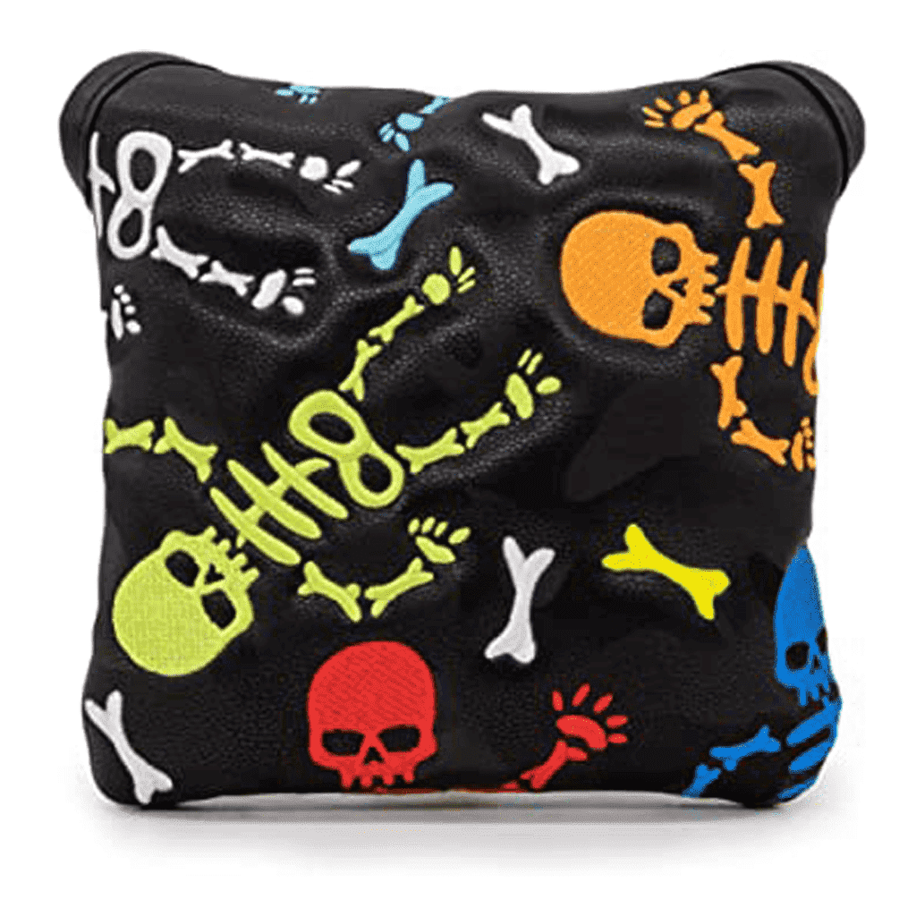 Black Leather Skeleton mallet putter covers front side