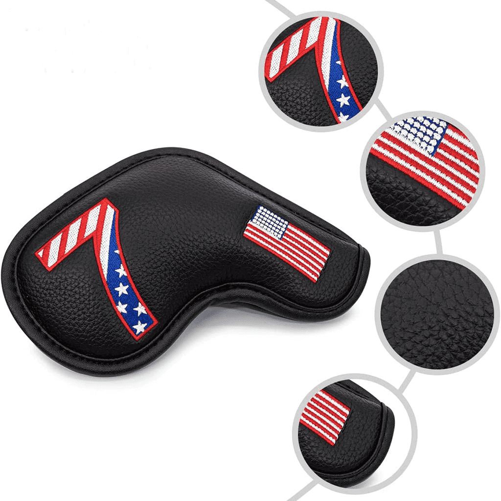 Black USA Flag golf club iron covers details