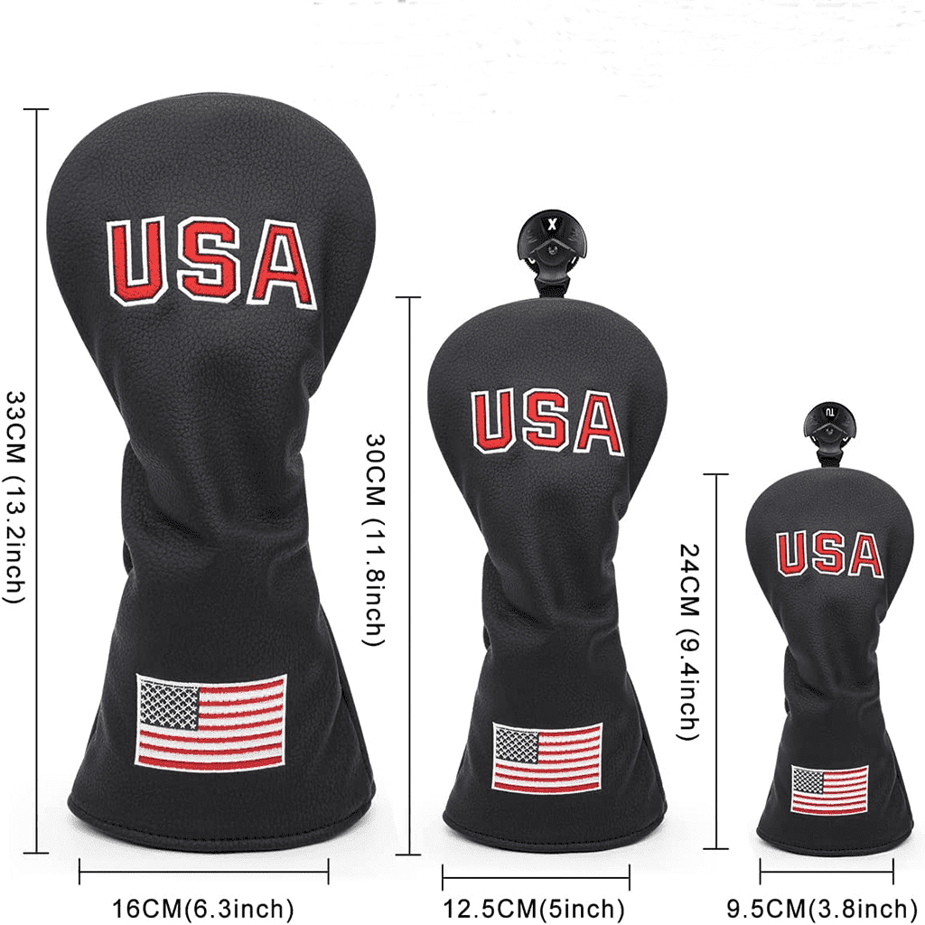 Black USA Flag Golf Driver Covers size