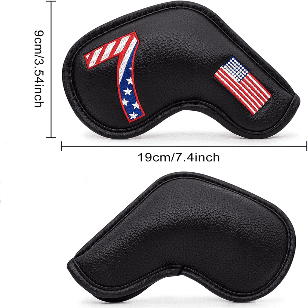 Black USA Flag iron covers golf size back and front
