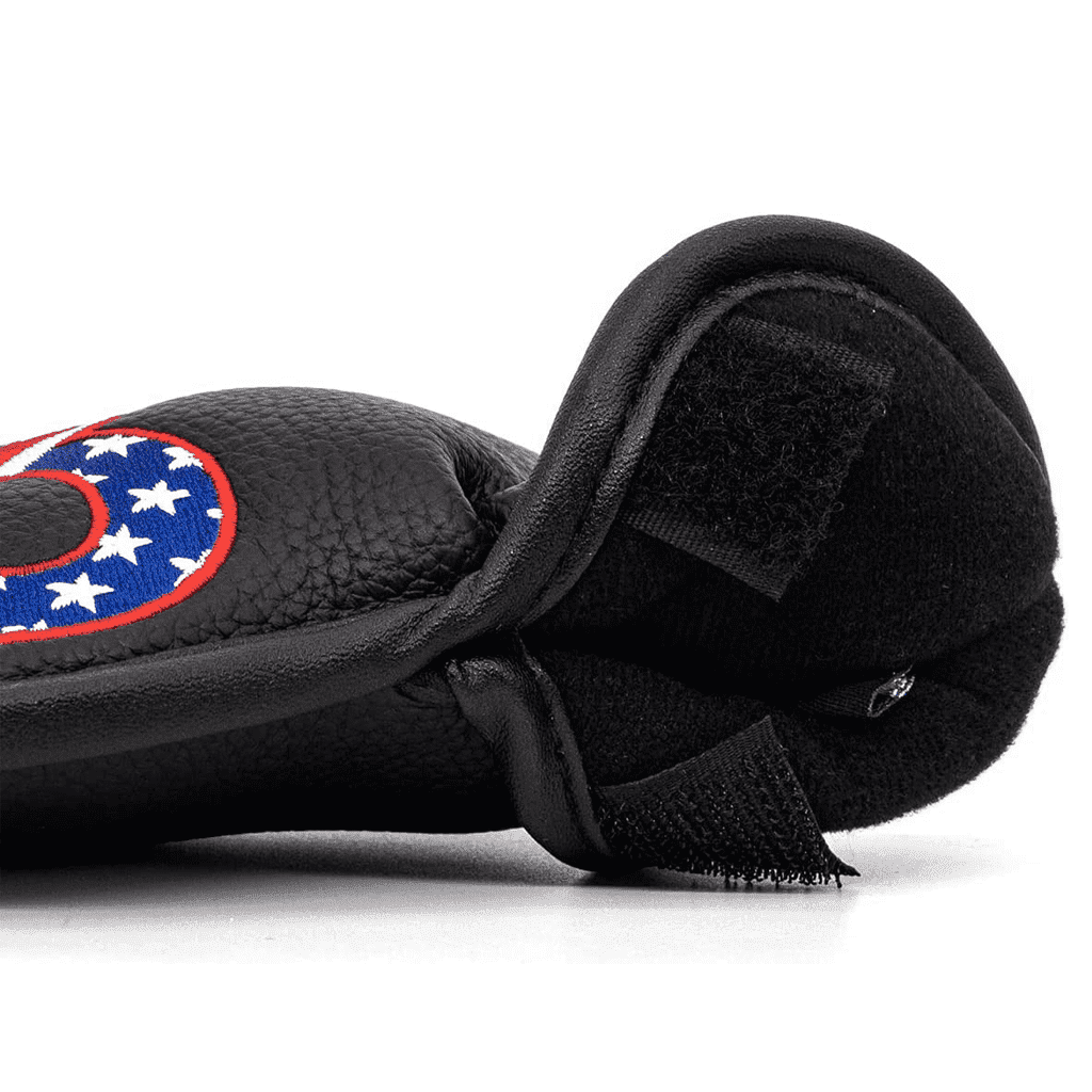 Black USA Flag golf iron headcovers with velcro closure
