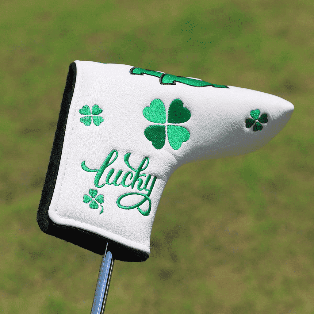 777 clover White Leather blade head covers magnets