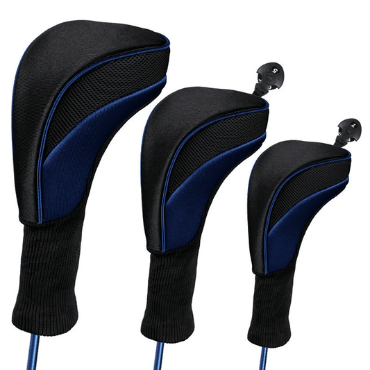 blue nylon golf club head cover sets ( driver, fairway, hybrid)