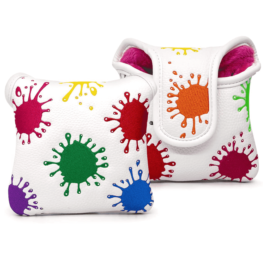 Colorful Ink Spots mallet putter covers front and back
