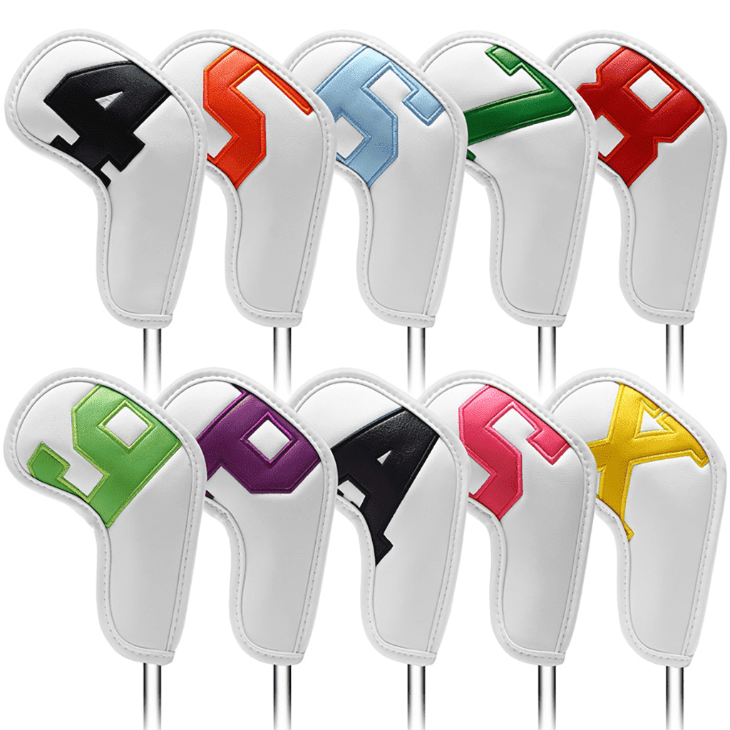 White Leather Numbered golf club iron covers set of 10pcs(4-9,PASX)