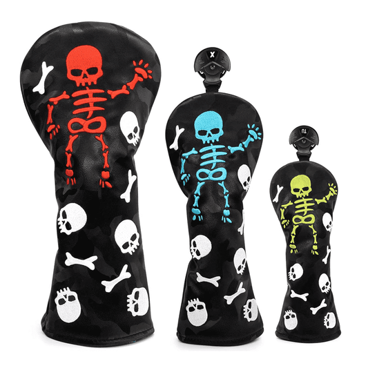 Black Leather Skeleton golf club head cover sets