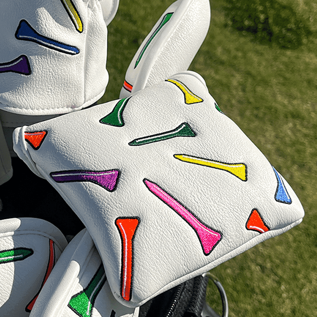 colorful tees putter covers mallet in golf bag