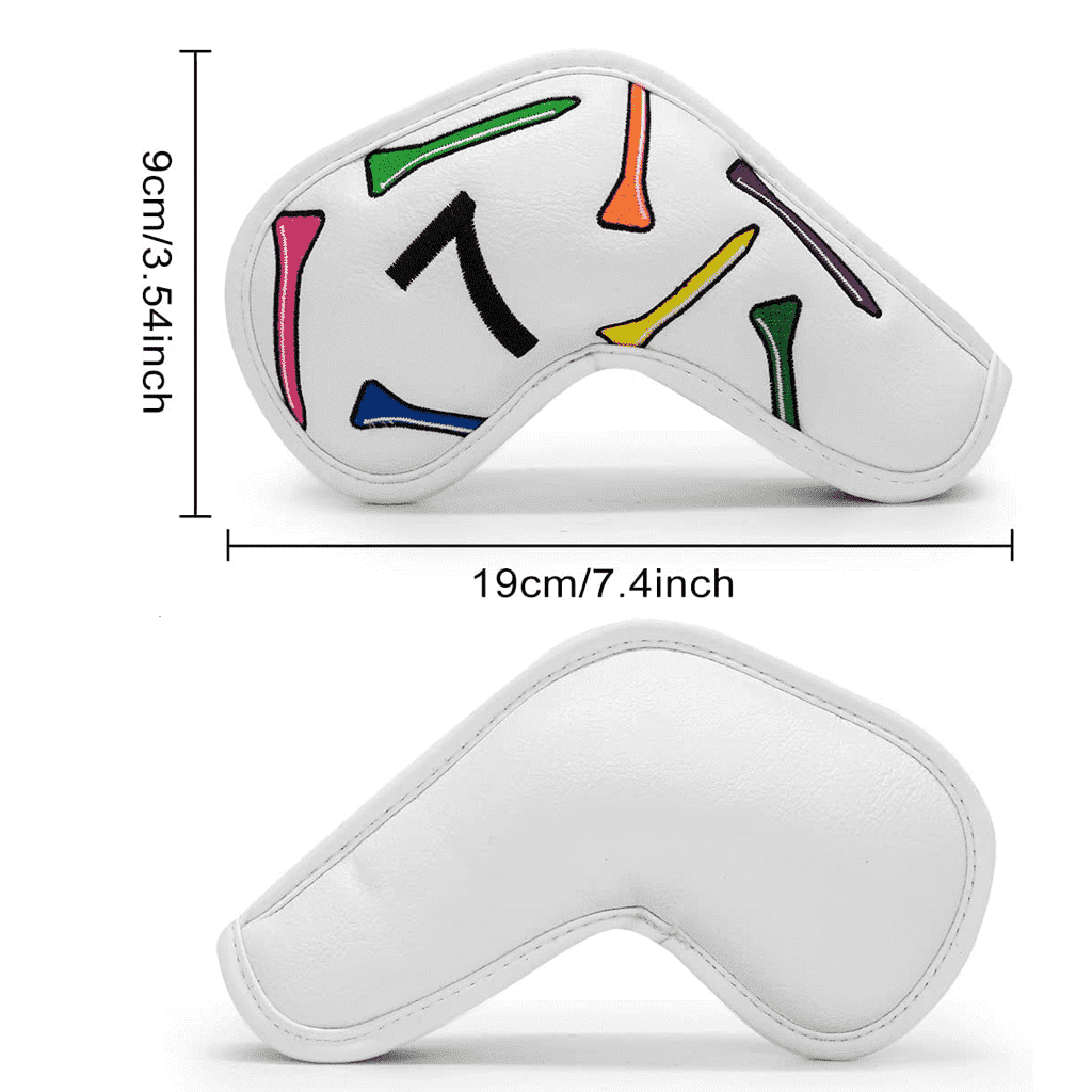 colorful tees golf club iron covers size, front and back sides