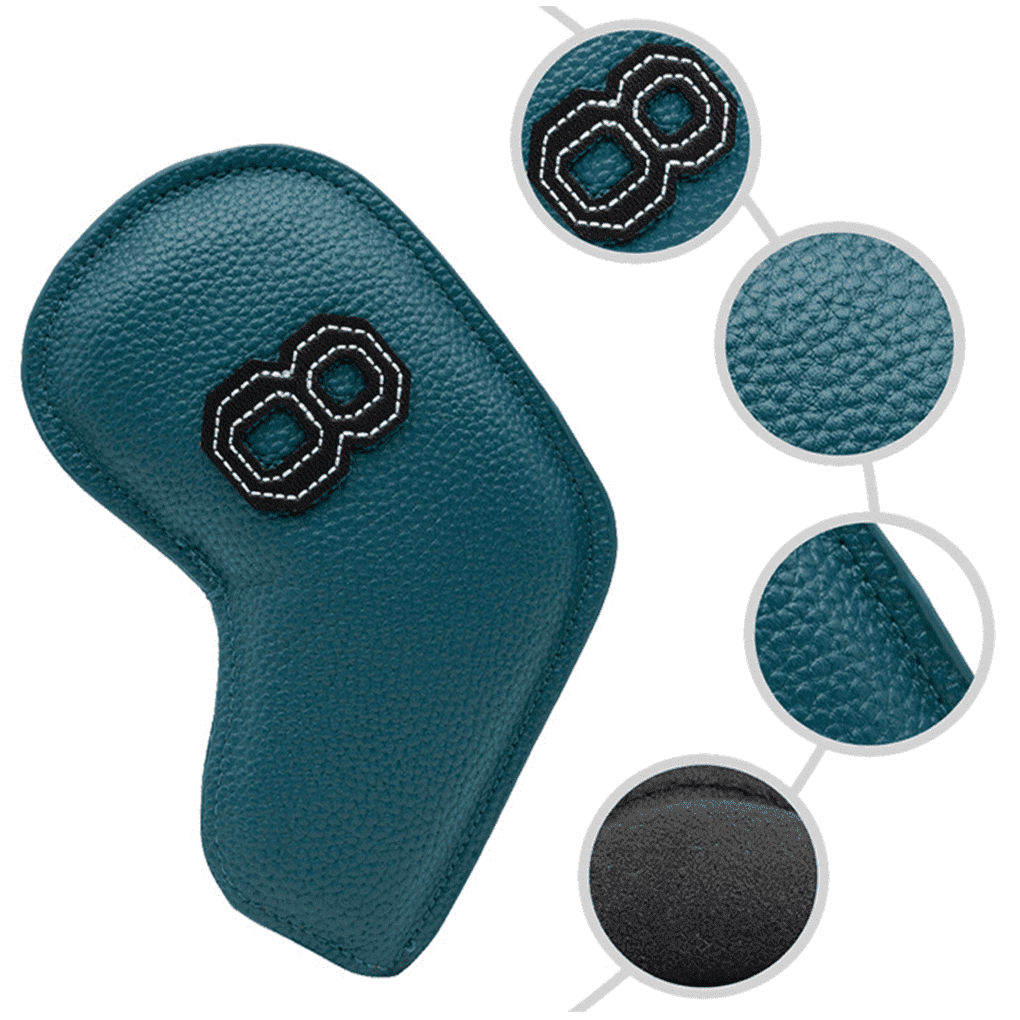 Colored golf iron covers with numbers embroidered on both sides is made of premium pu leather.