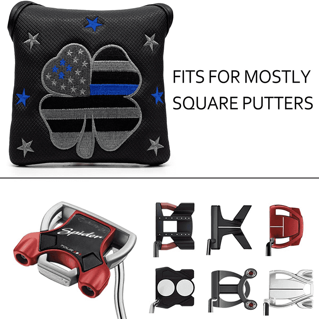 Grey USA flag clover mallet putter head cover fit most putters