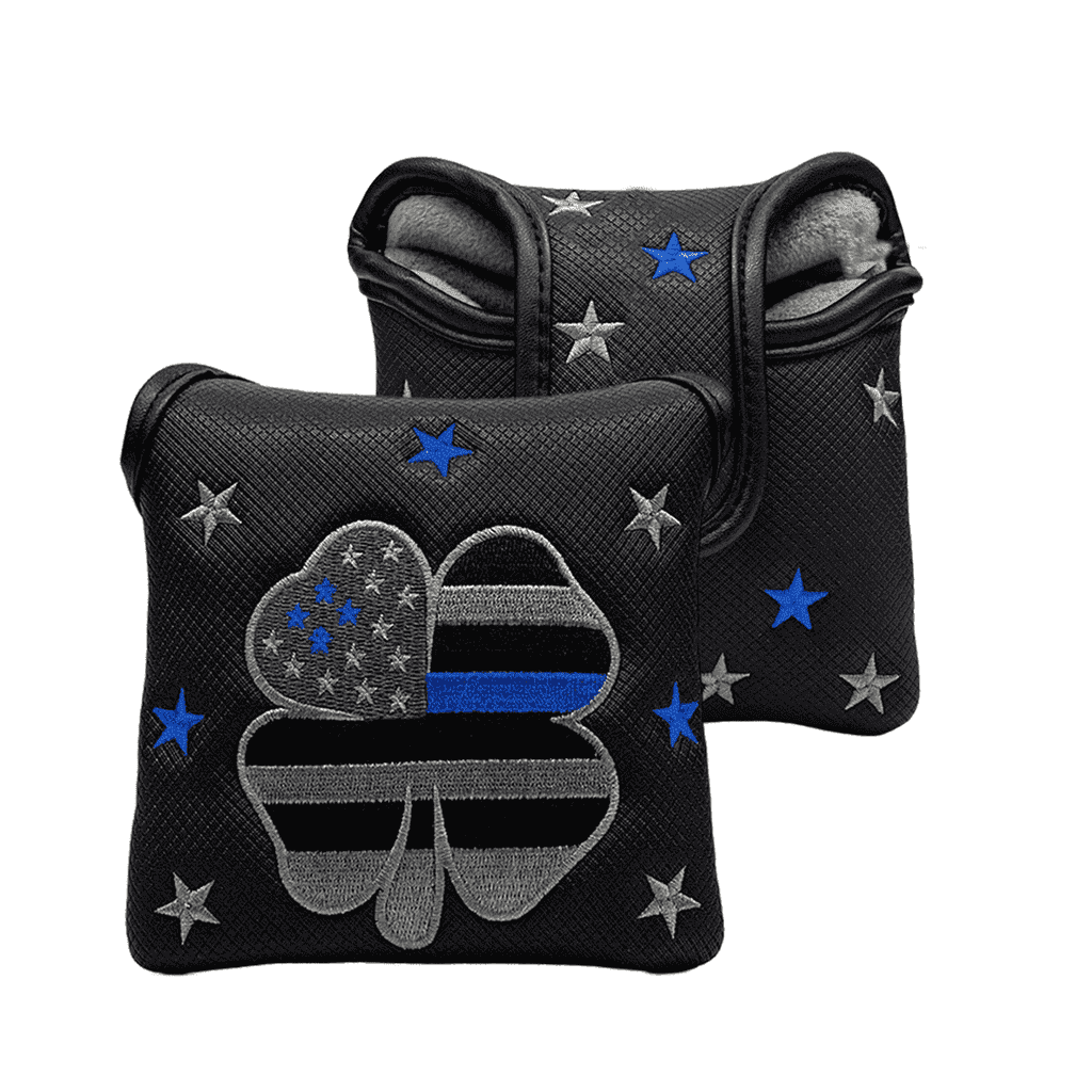 Grey stars & strips clover magnetic mallet putter cover front and back sides