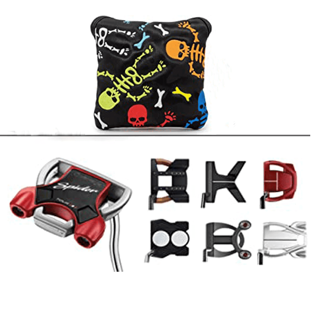 Black Leather Skeleton mallet putter cover magnetic fit most mallet putters
