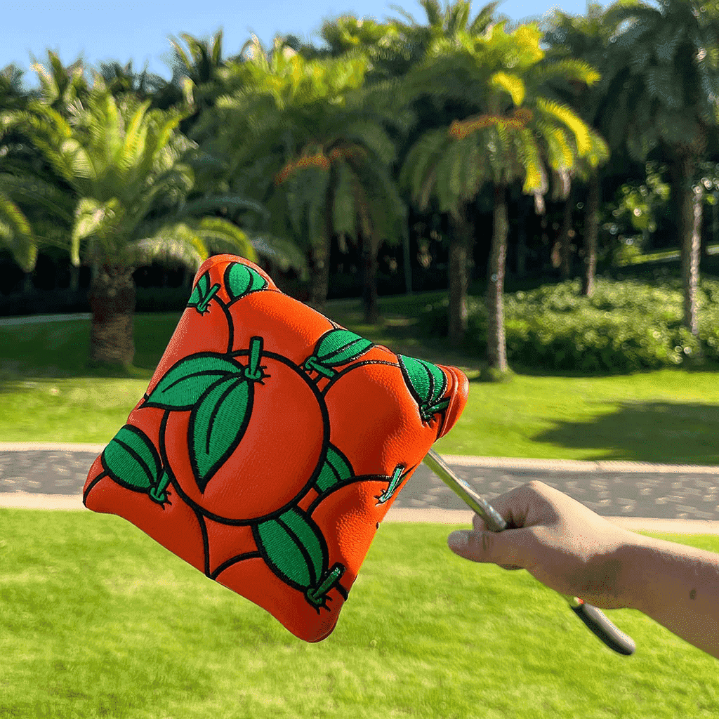 Orange mallet putter head cover