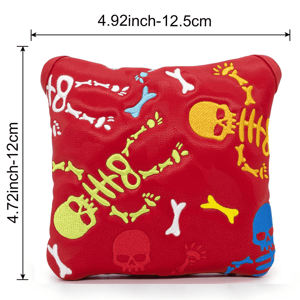 Red Leather Skeleton putter headcovers mallet size