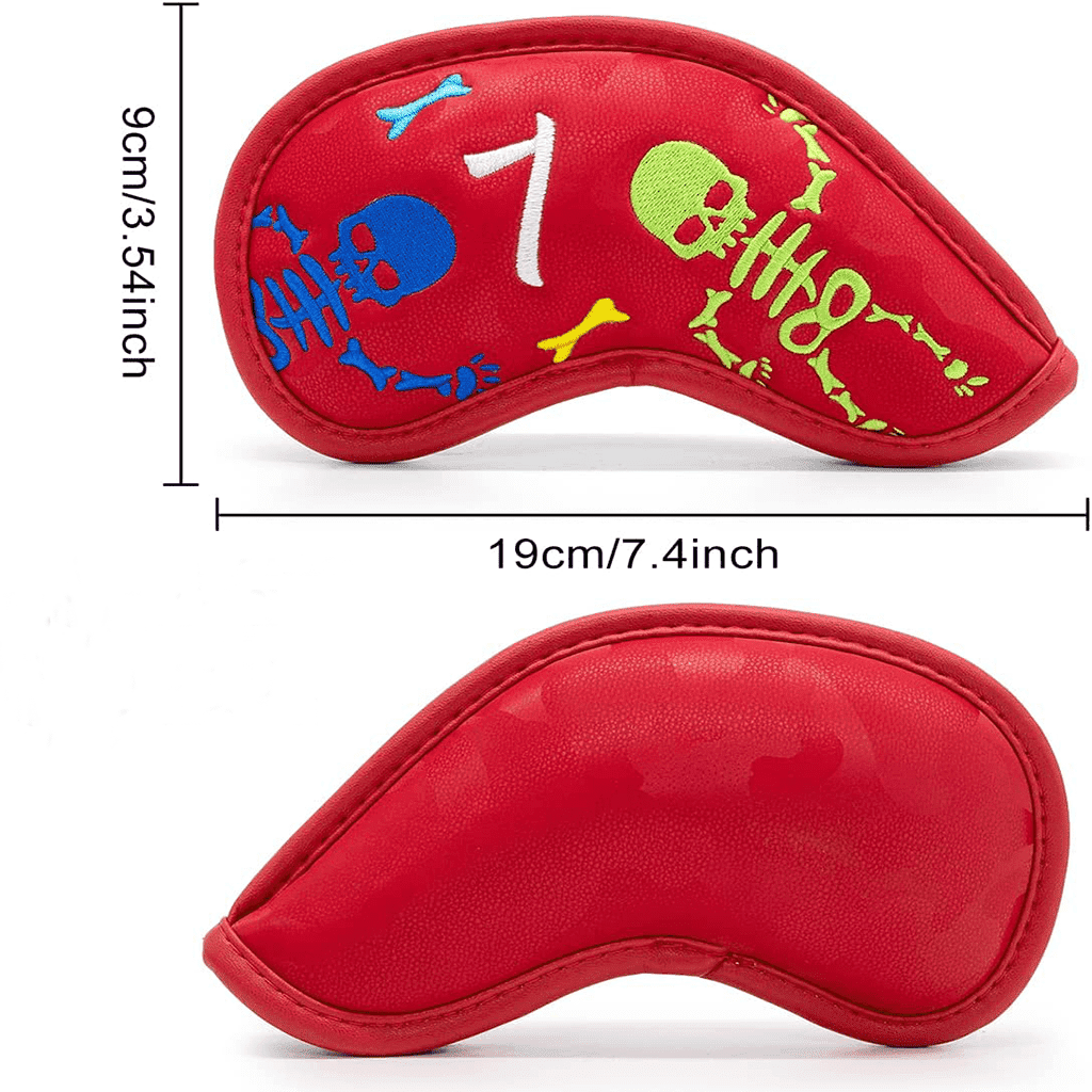 Red Leather Skeleton golf club iron covers size