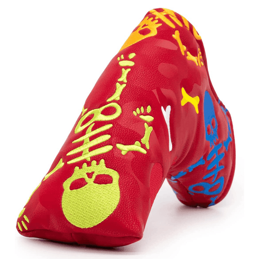Red Leather Skeleton putter blade cover