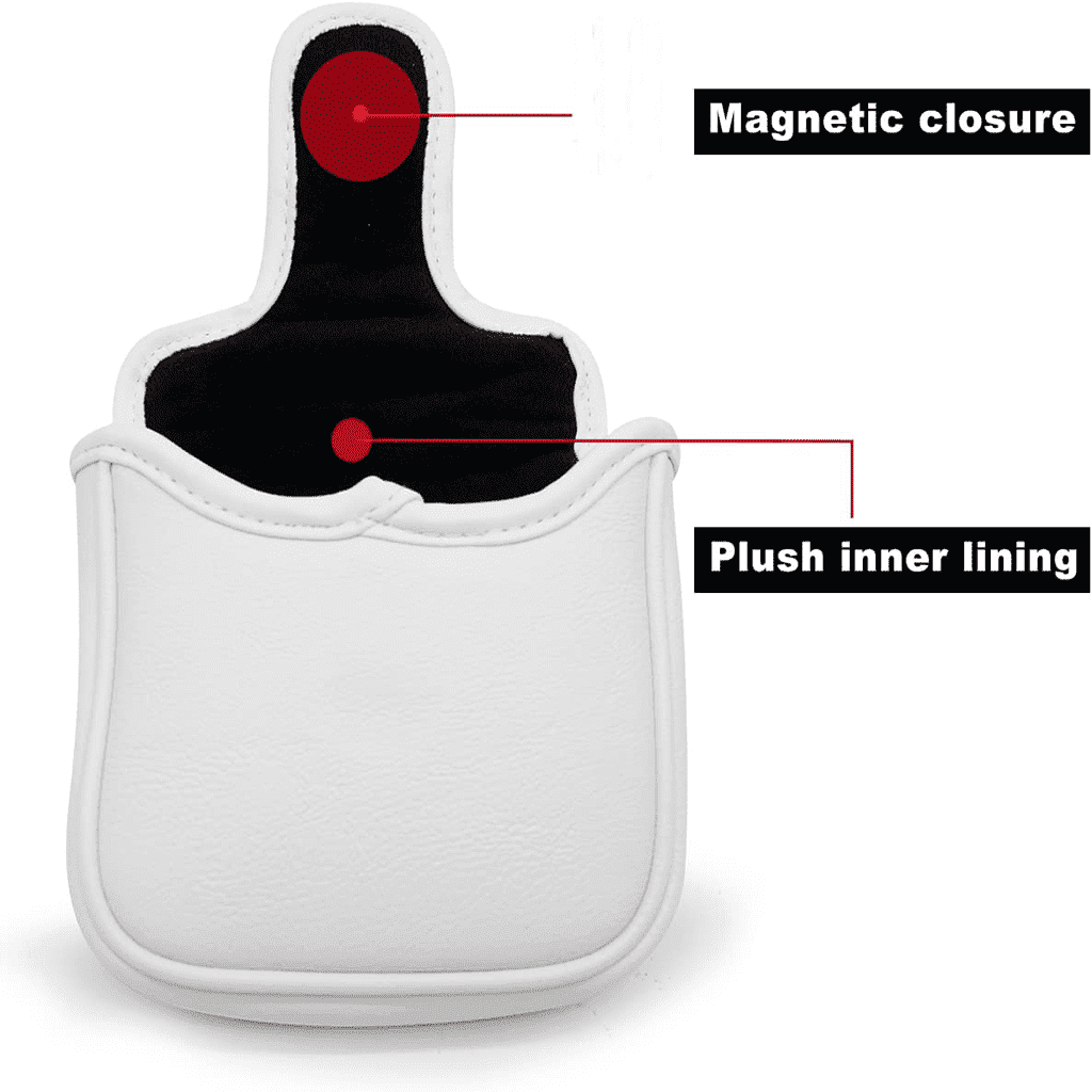 Spade Master square leather mallet putter cover with magnets
