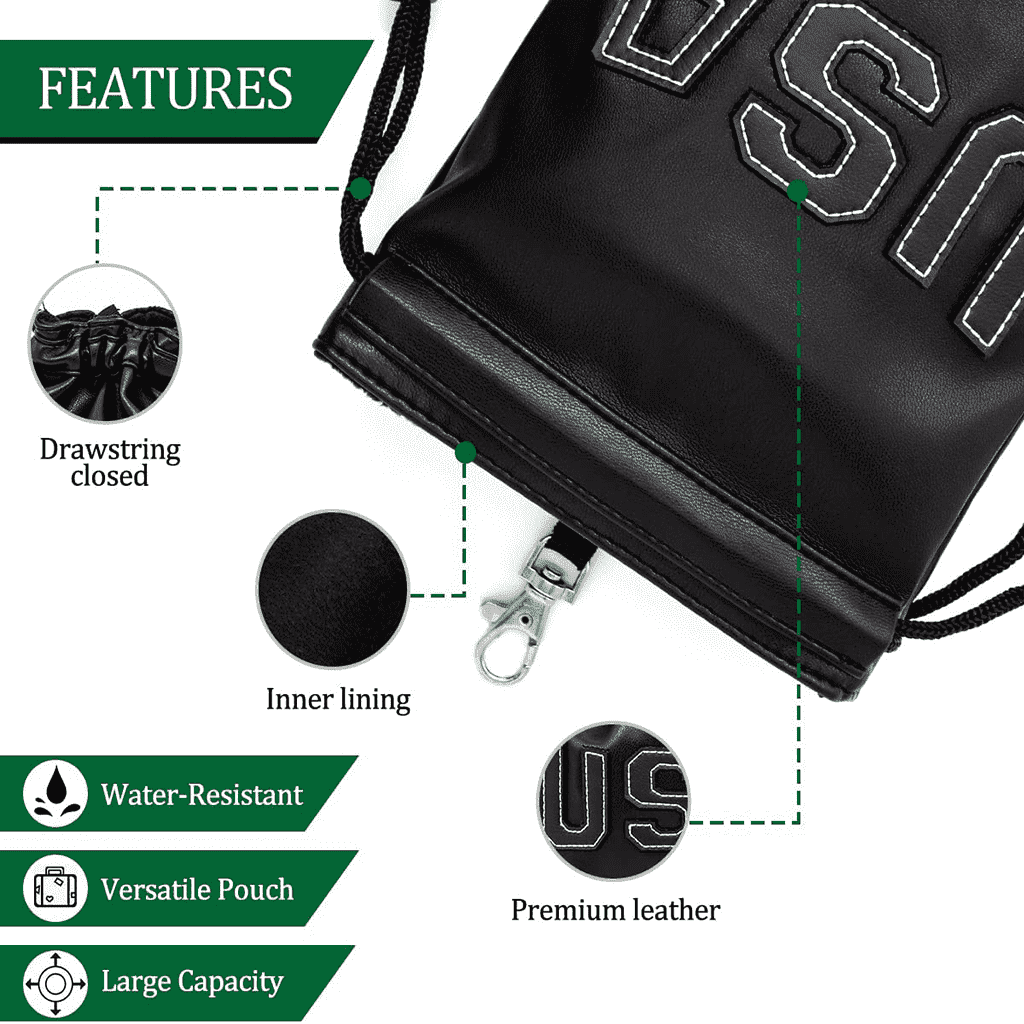 drawstring golf pouch details