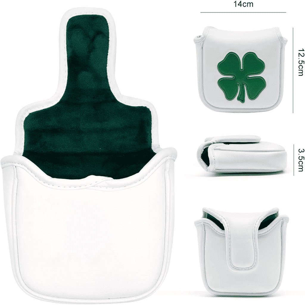 White lucky clover square putter headcovers mallet size