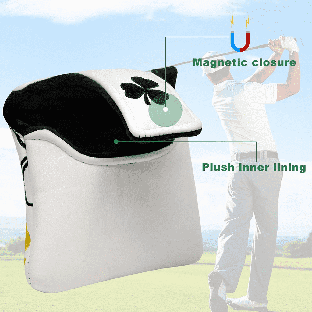 white shamrock mallet putter head cover magnetic