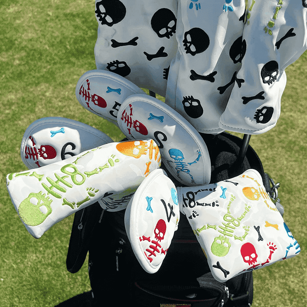 White Leather Skeleton blade putter headcovers