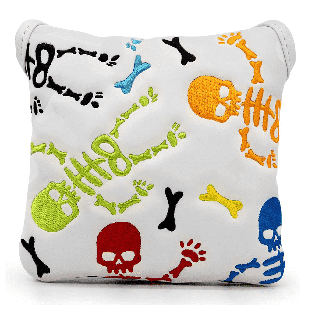 White Leather Skeleton mallet putter covers