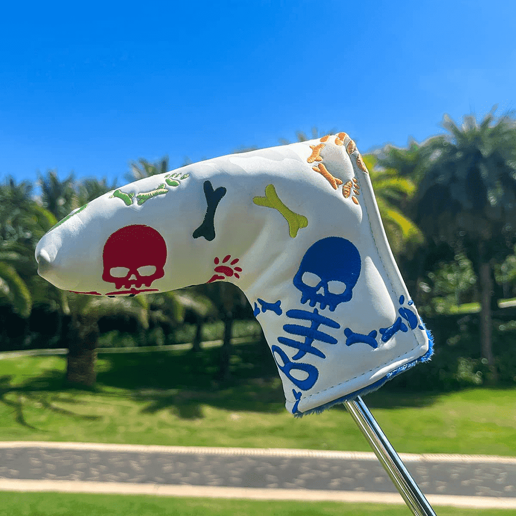 White Leather Skeleton putter headcovers blade