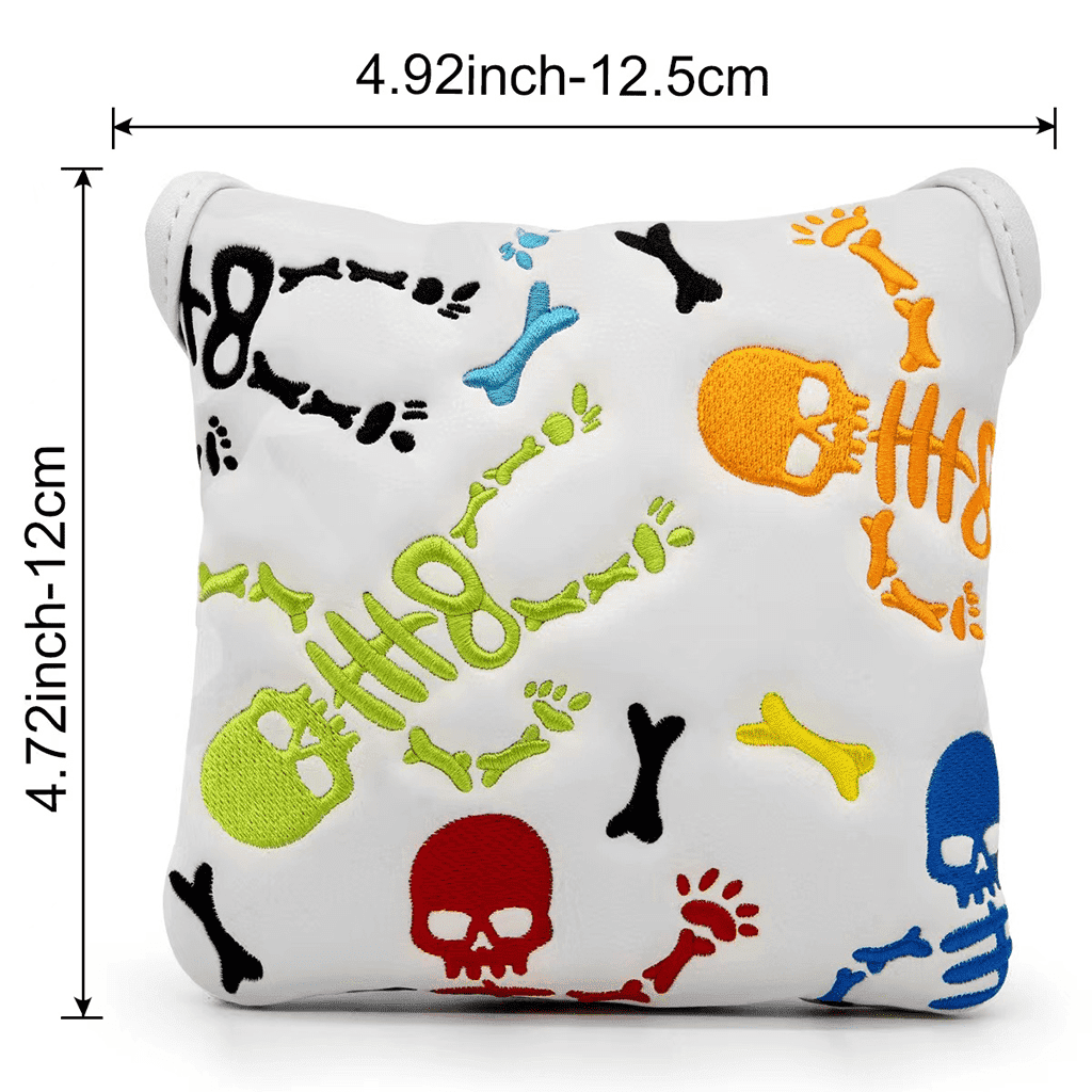 White Leather Skeleton putter headcovers mallet size