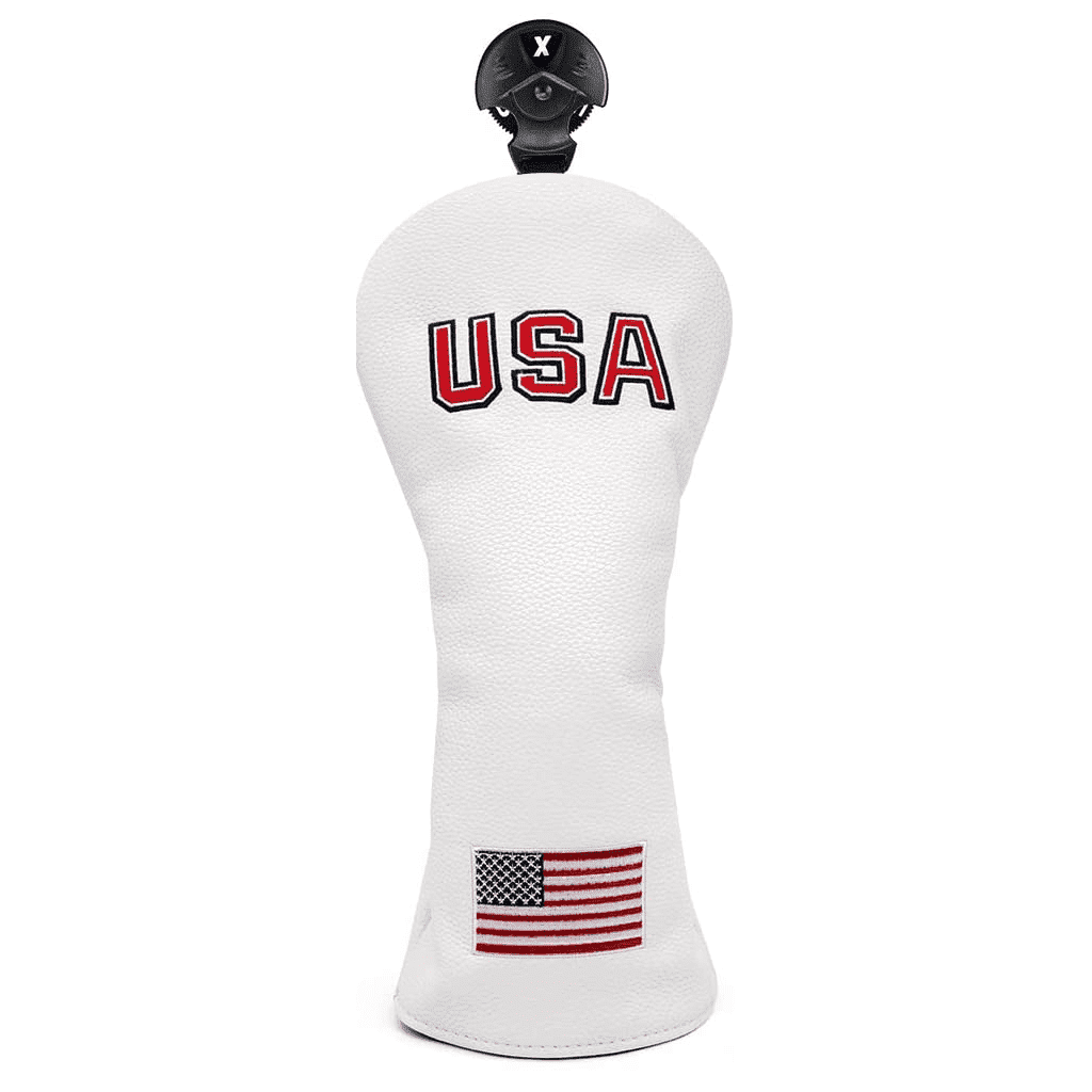 White USA Flag fairway wood head covers front
