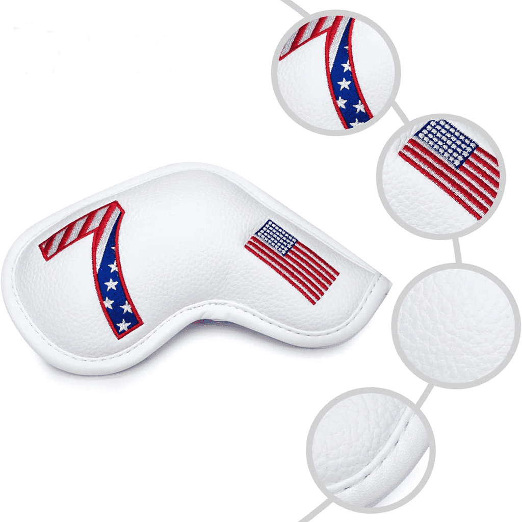 White USA Flag iron covers golf with details