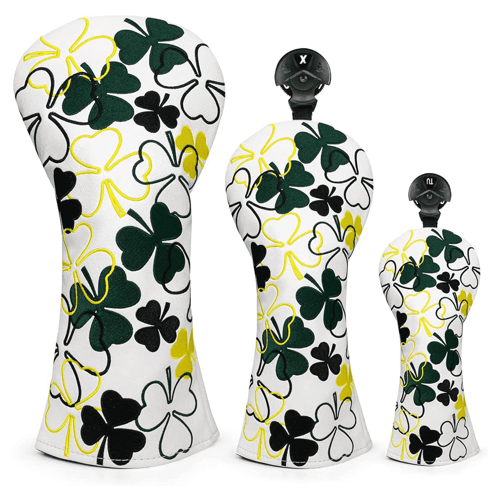White Shamrock golf club head cover sets(driver,fairway,hybrid)