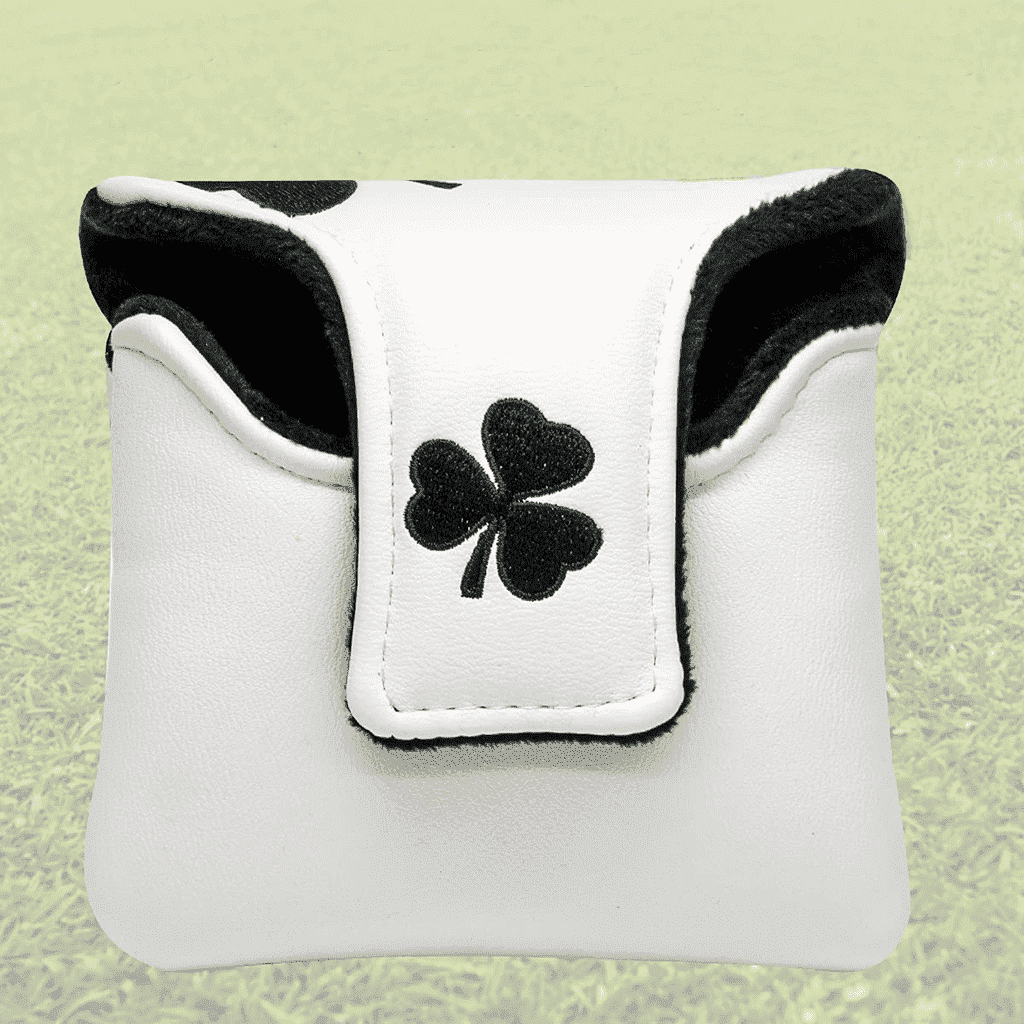 white shamrock mallet putter head covers back side