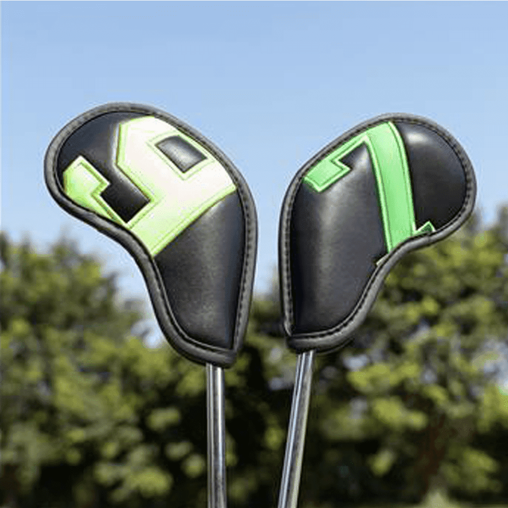 colorful number Black Leather irons head covers