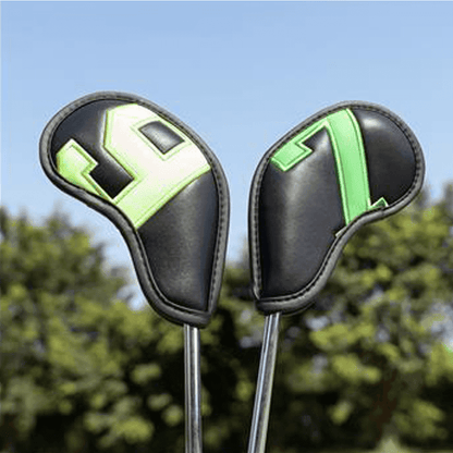 colorful number Black Leather irons head covers