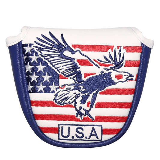 Stars and strips eagle mallet putter head cover front
