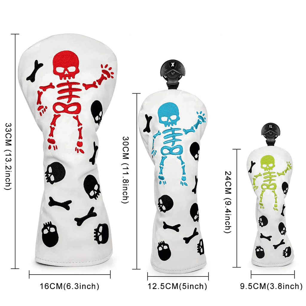 White Leather Skeleton headcovers for hybrids size