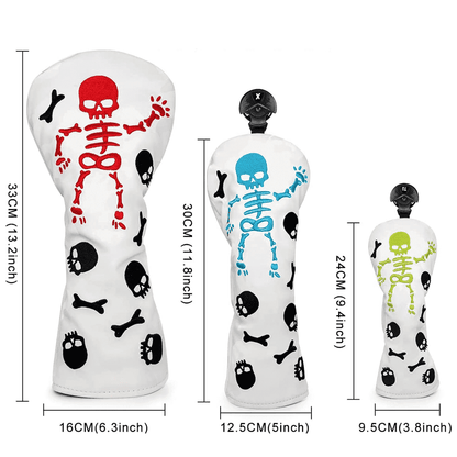 White Leather Skeleton headcovers for hybrids size