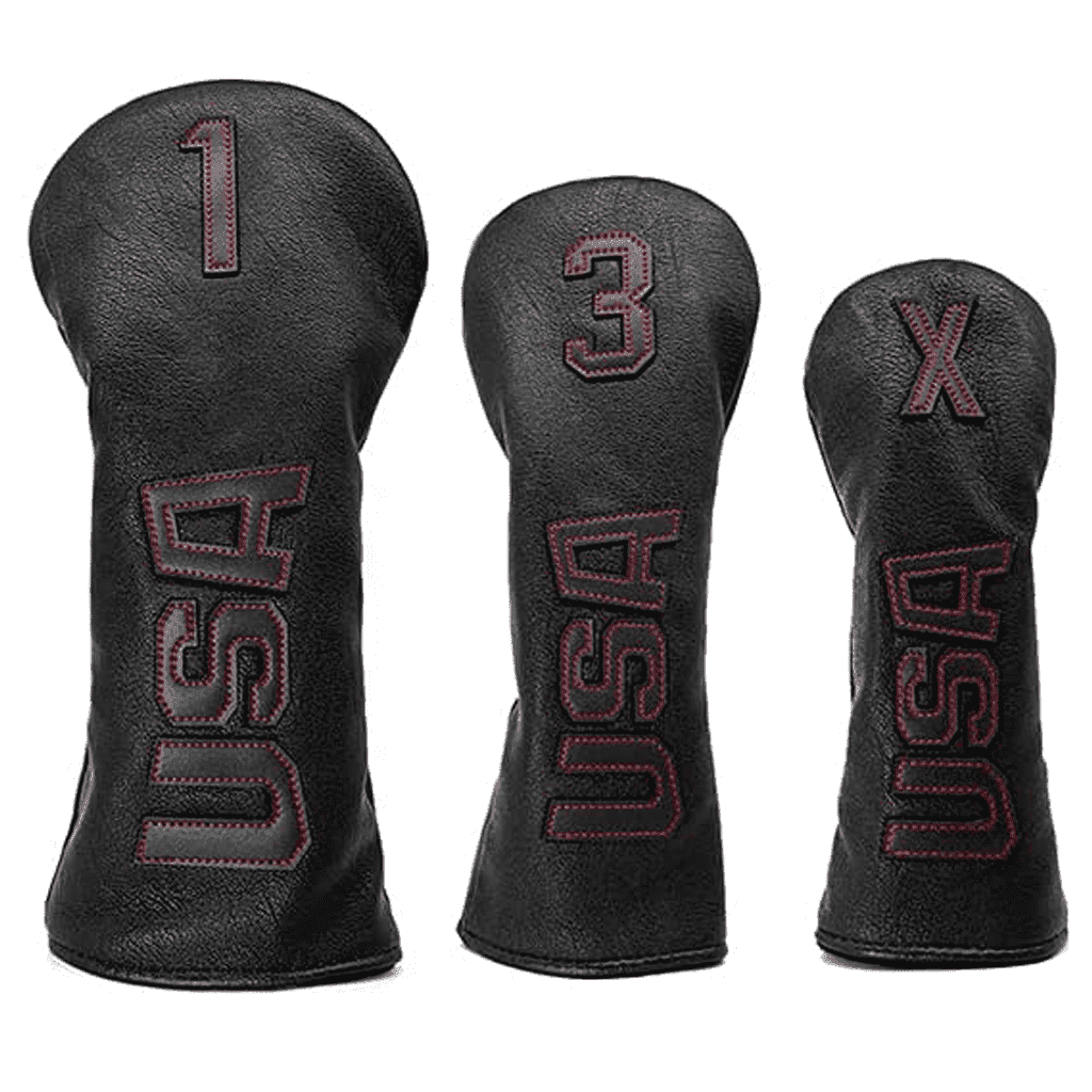 Black Leather USA Golf Club Covers Set | Gloof Golf – gloofgolf