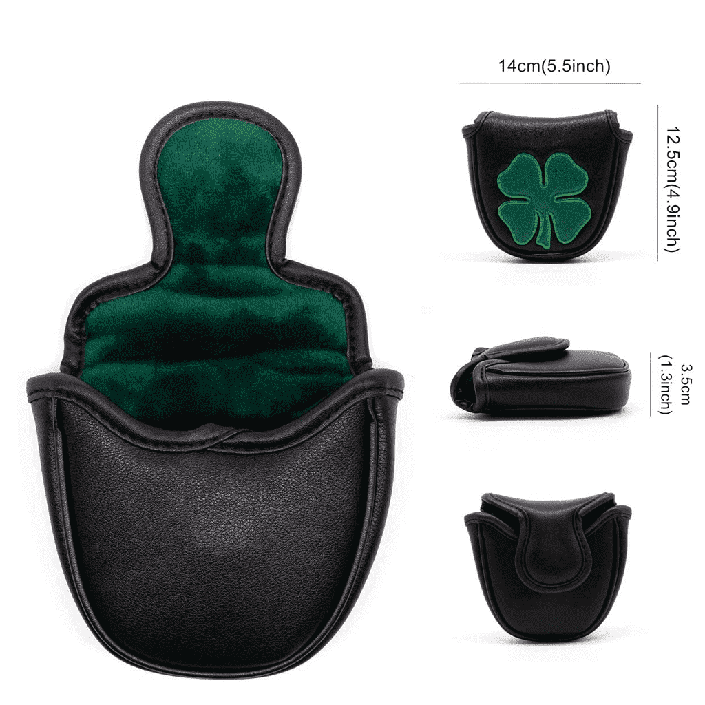 Black leather clover mallet putter cover size