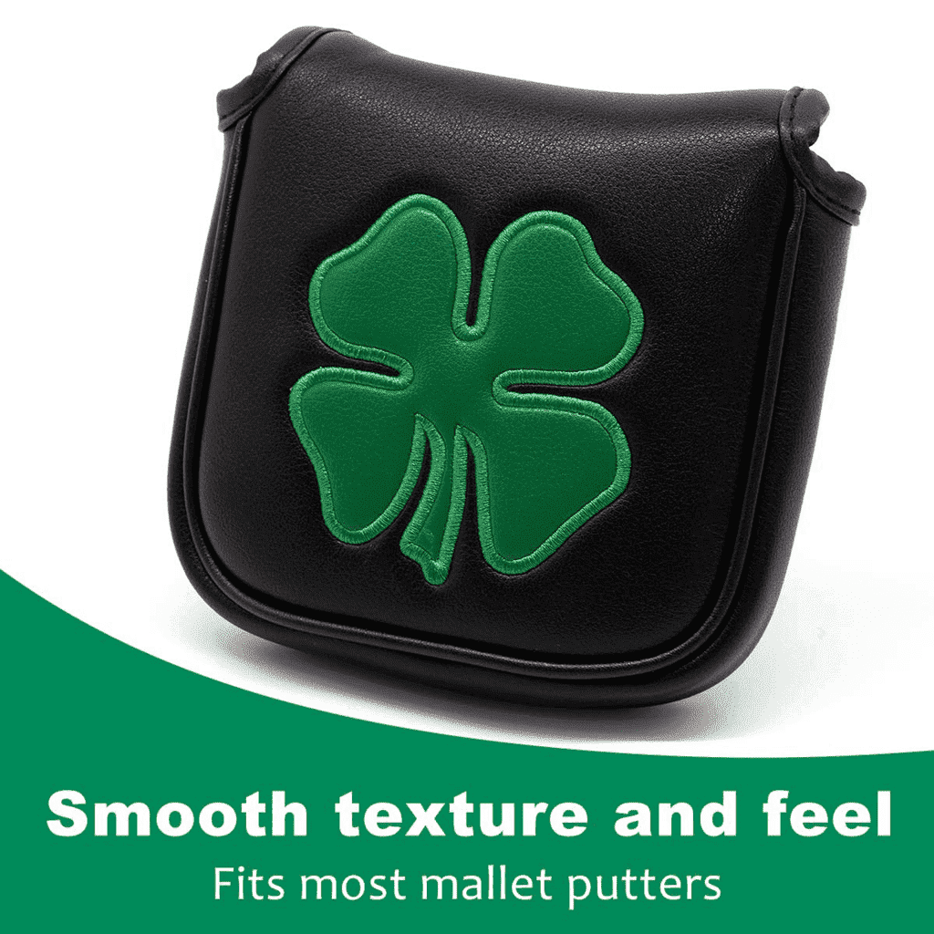 Black 4 leaf clover square mallet putter head cover