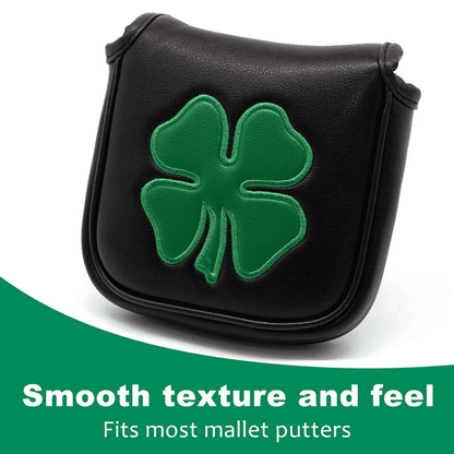 Black 4 leaf clover square mallet putter head cover