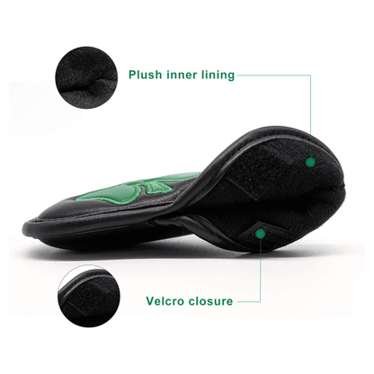 Black Lucky clover iron covers golf with velcro closure