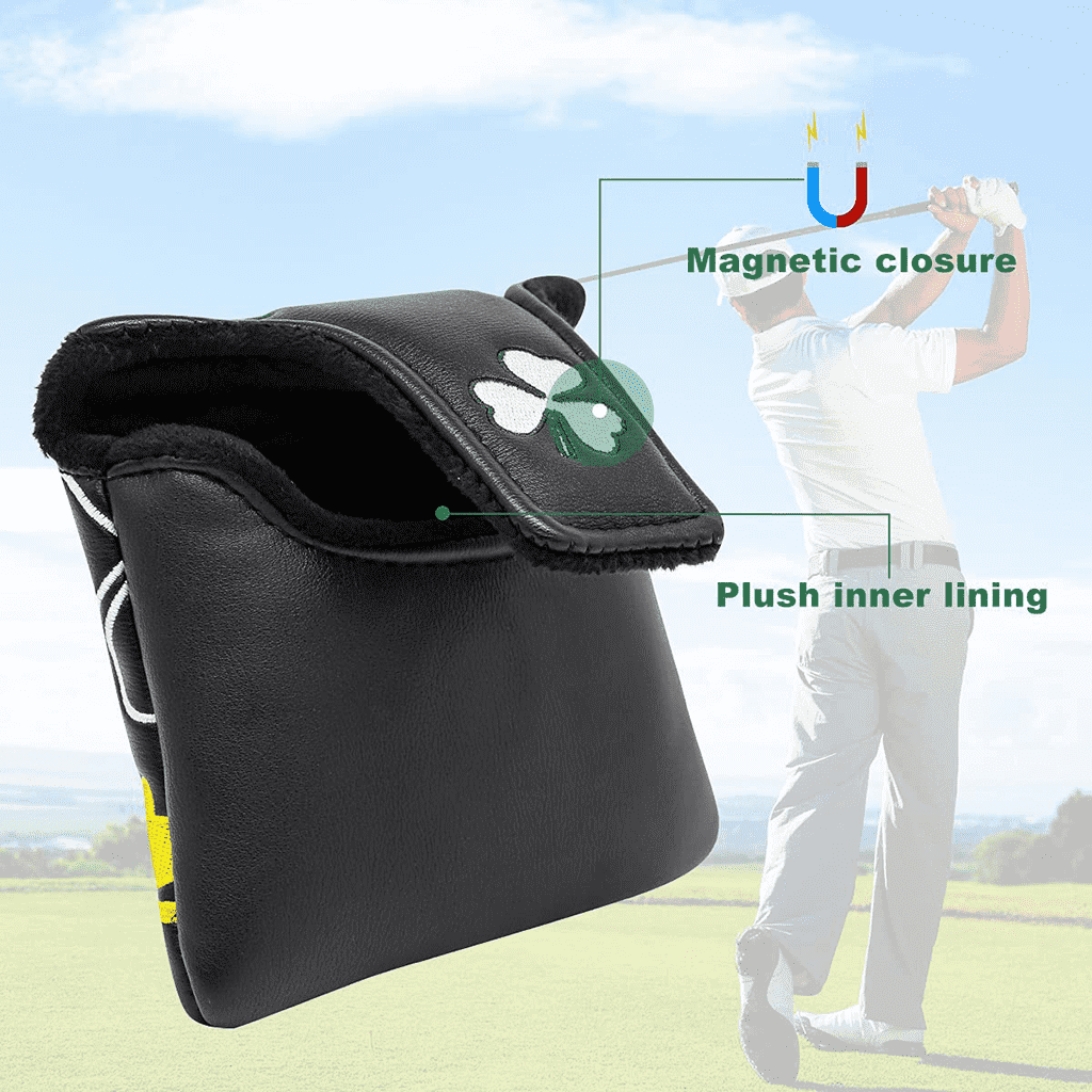 black shamrock  mallet putter head cover magnetic