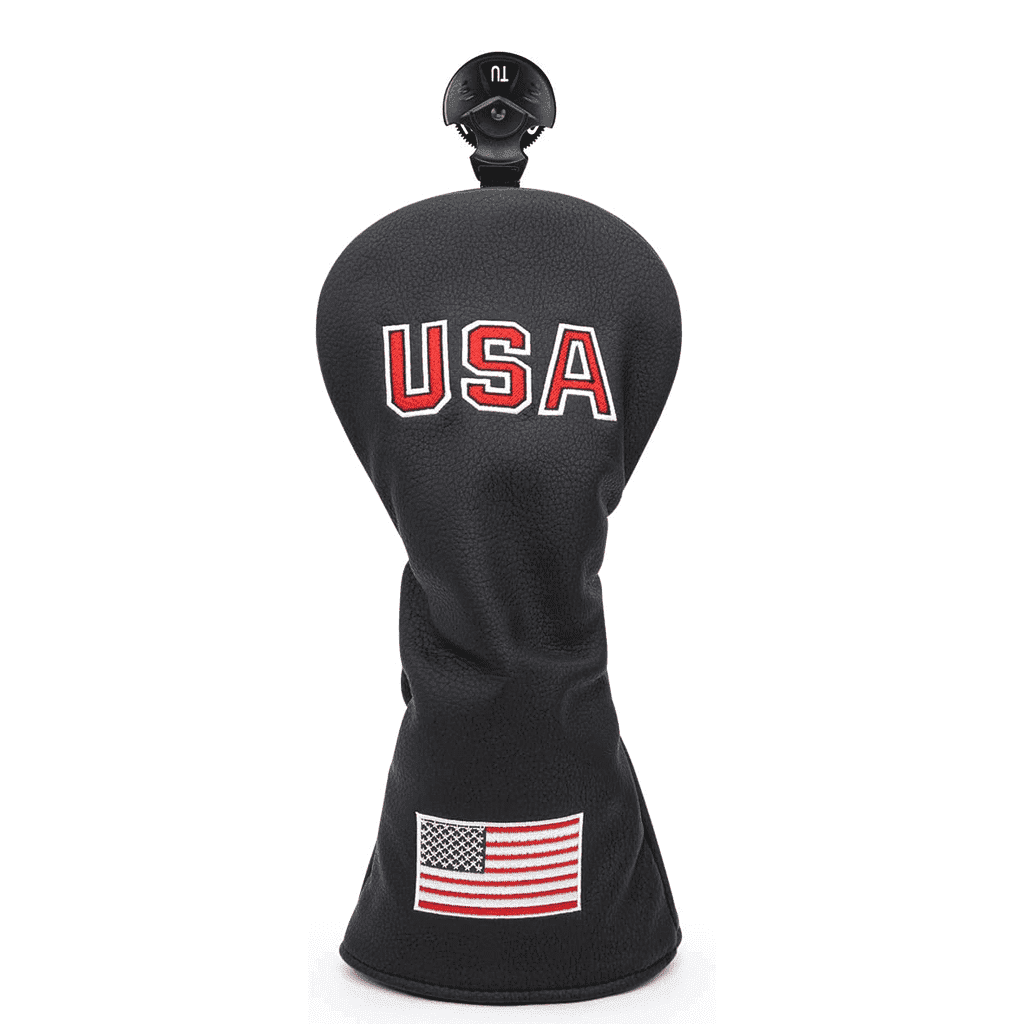 Black USA golf hybrid head covers front