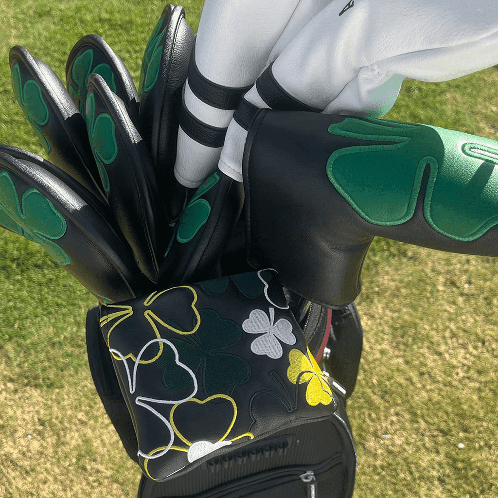 black shamrock golf mallet putter covers in golf bag