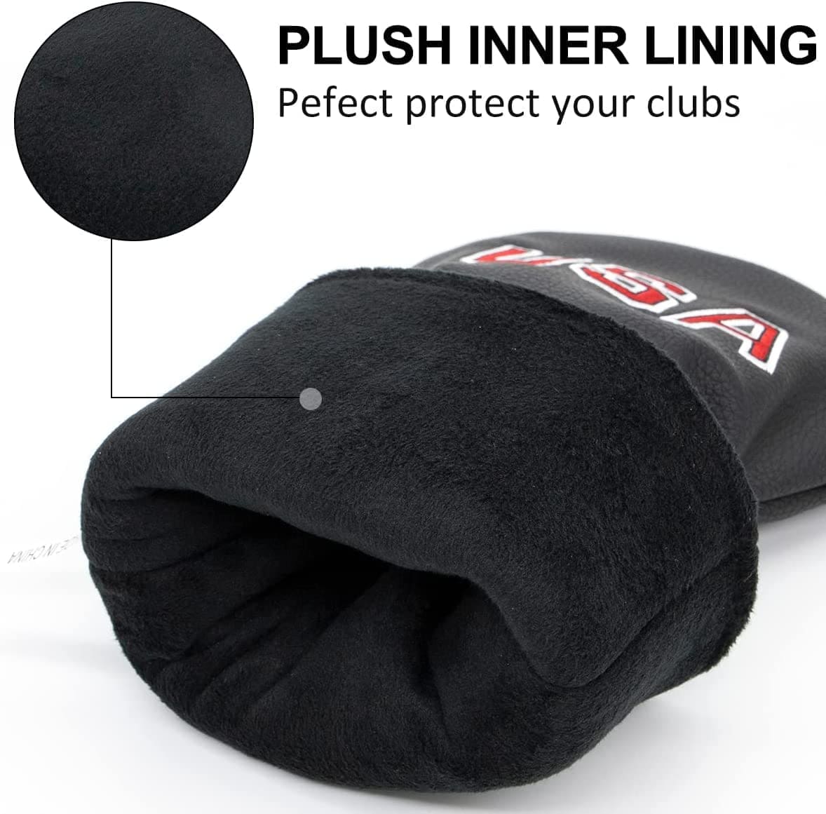 Black USA Tributes fairway wood headcovers with plush inner linger