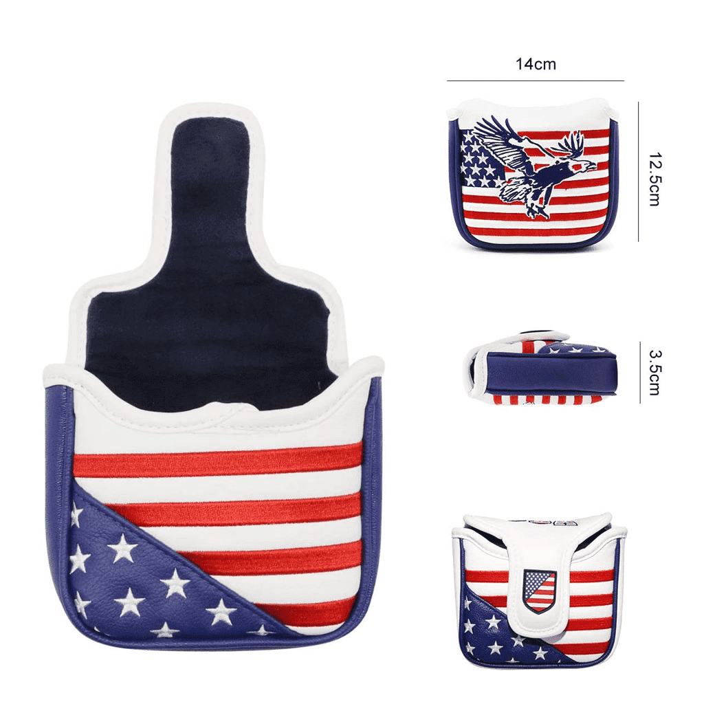 USA flag eagle square mallet putter head covers size
